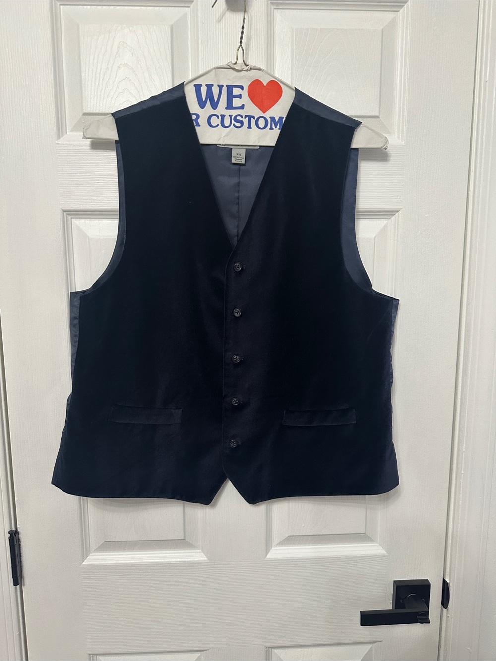 Men's Classic Velvet Navy Blue Button Vest